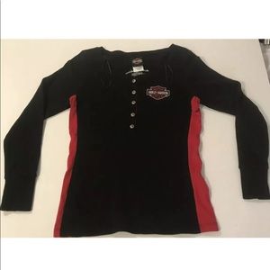 Harley Davidson Ladies Black And Red Tunic Top